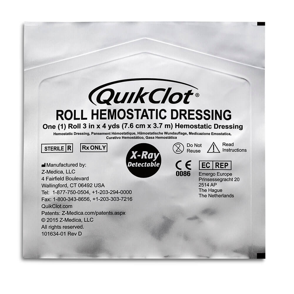 QuikClot Roll Hemostatic Dressing 3 in x 4 yards (7.6cm x 3.7cm) - Singles