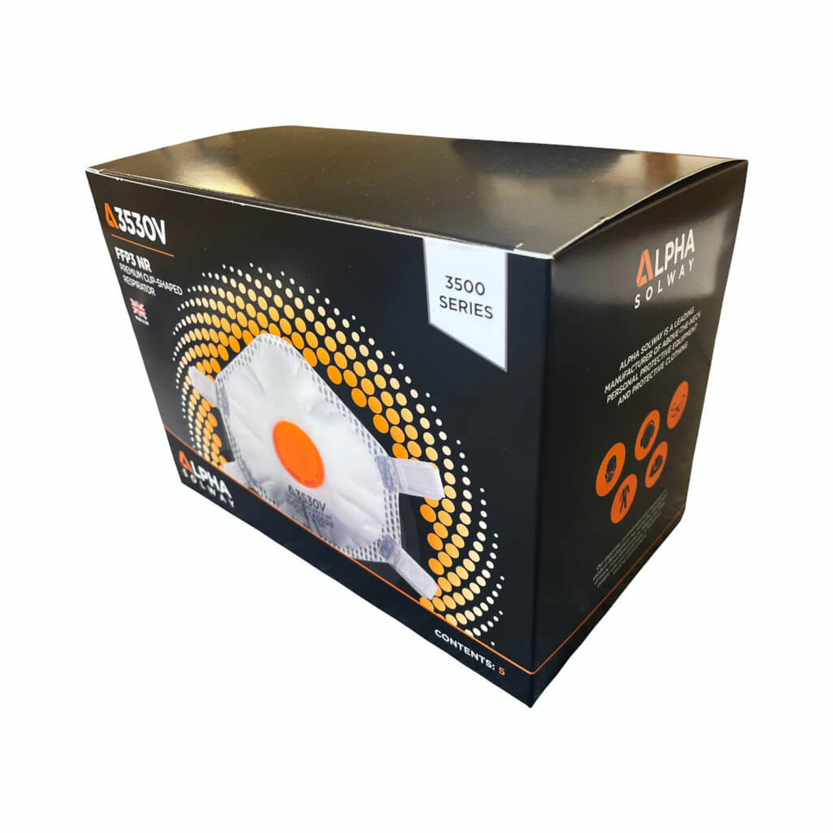 Alpha Solway 3530V Valved FFP3 Face Mask Respirator - Box of 5