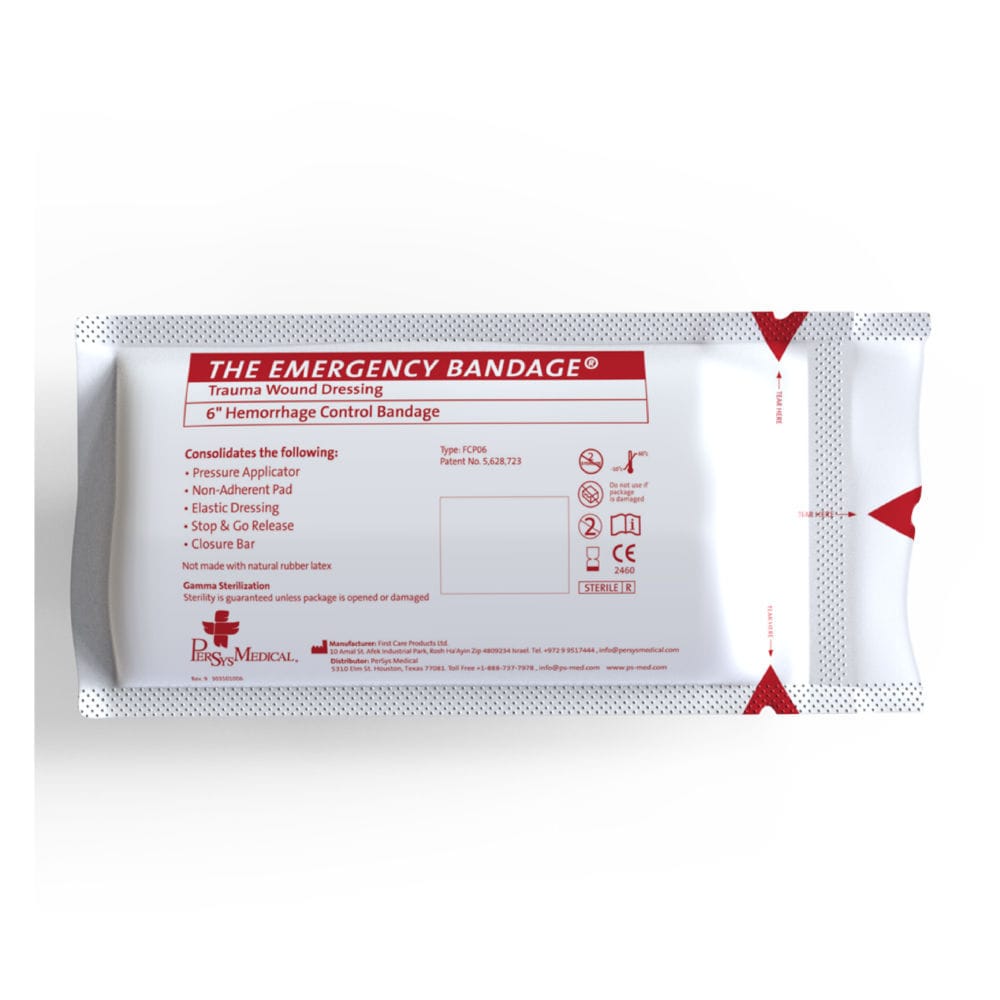 Israeli Bandage – FCP06 Emergency Bandage with Pressure Bar – 6 Inch, White