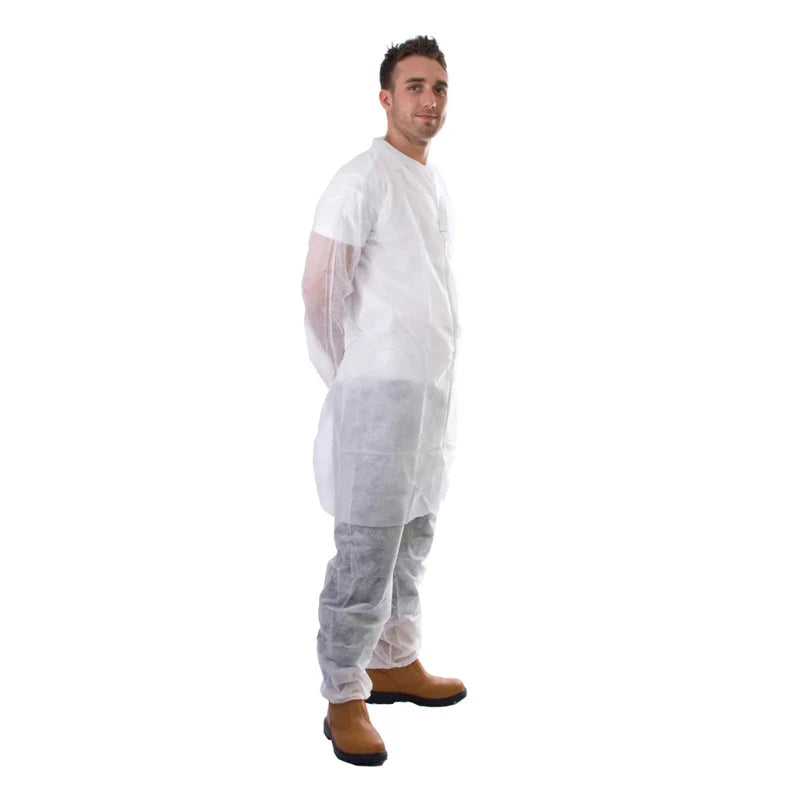 SuperTouch, Visitors Coat, Disposable, Unisex, White, Polypropylene - Box of 50