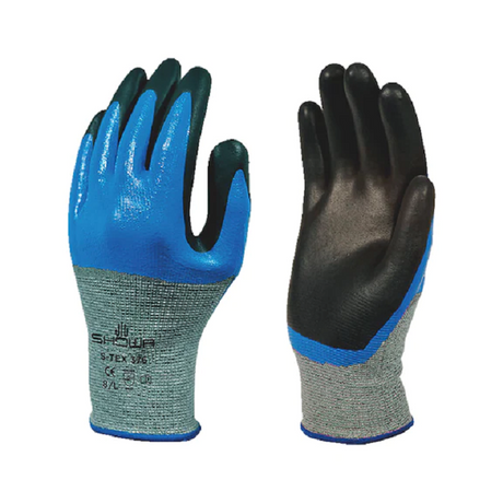 Showa  S-TEX 376 Blue Nitrile Coated Polyester, Stainless Steel Work Gloves