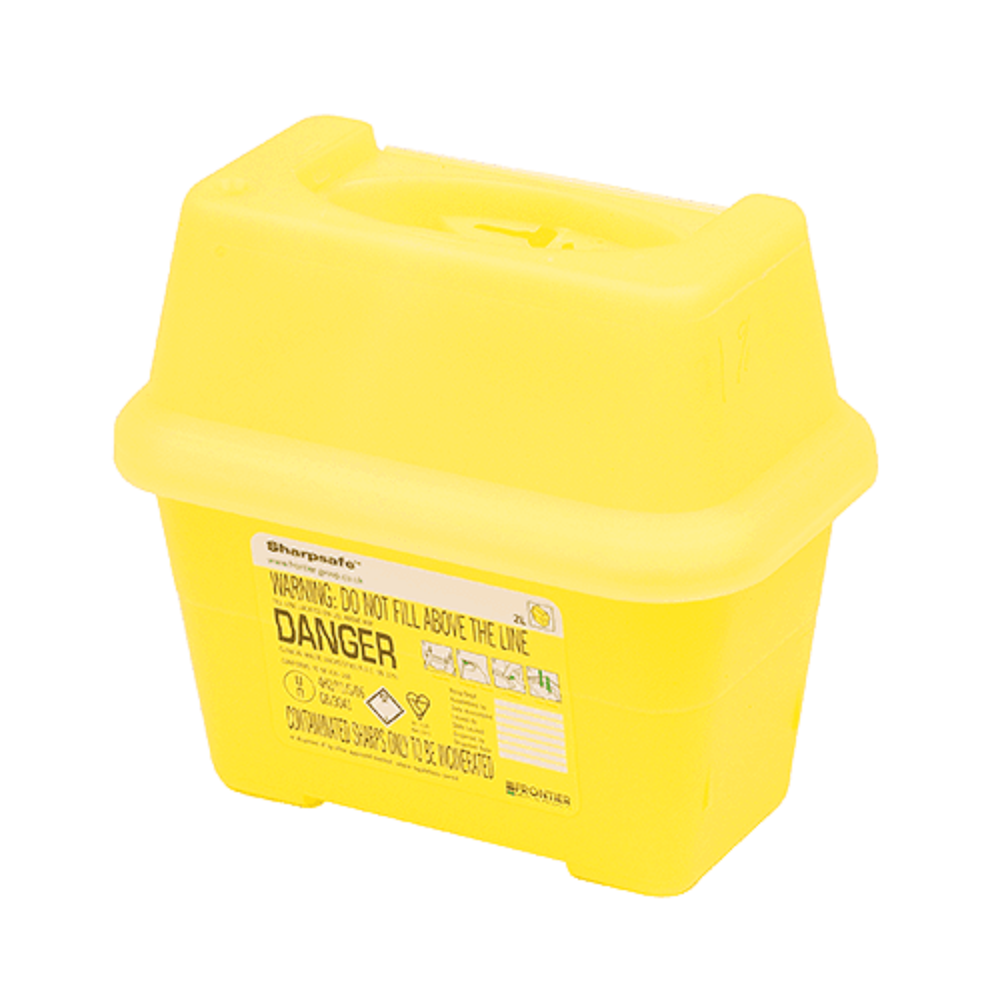 Vernacare Sharpsafe Yellow Sharps Bin 2L Litre