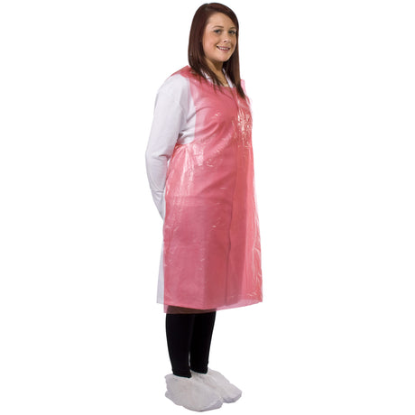 Polyethylene Apron Red  30u Disposable - Case of 1000 (10 Boxes of 100)