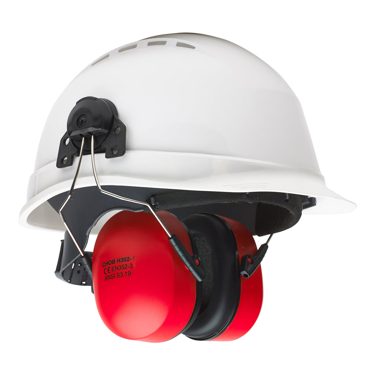 Detachable Helmet Mounted Ear Defenders - Red