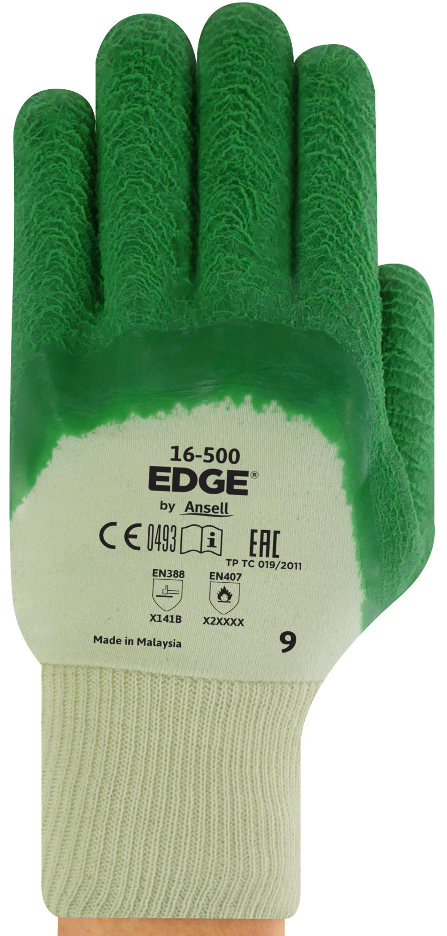 Ansell EDGE 16-500 Latex Coated Work Gloves - Size 8 - Medium