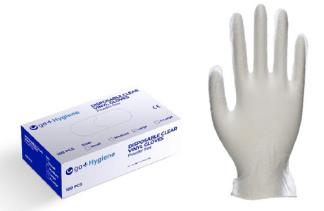 Go Hygiene Disposable Powder Free Clear Vinyl Gloves - Box of 100