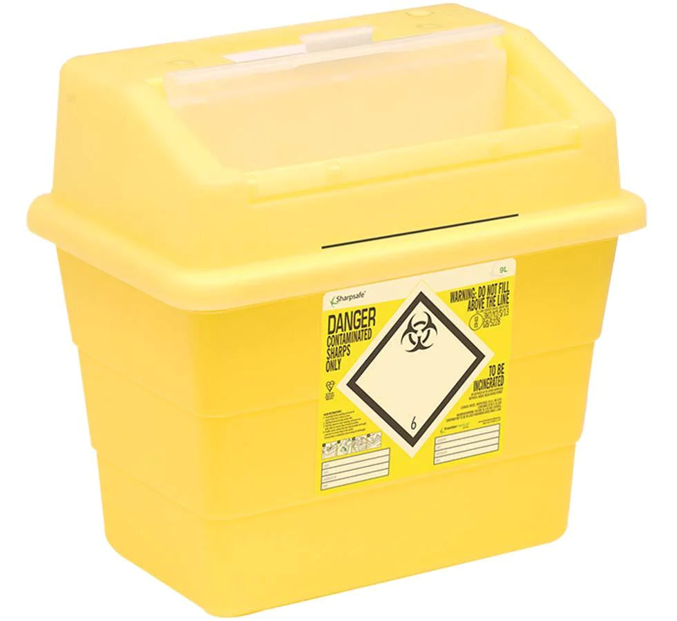 Vernacare Sharpsafe Yellow Sharps Bin 9 Litre