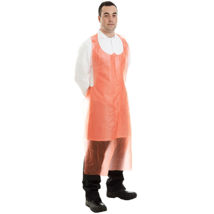 Supertouch 40923 PE Apron Red 69cmx138cm (50 Micron) - Roll of 100