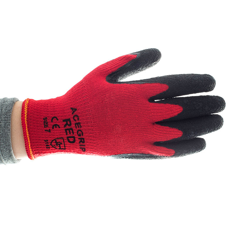 AceGrip Red General Purpose Latex Coated Gloves - Pack of 2 - Size 11