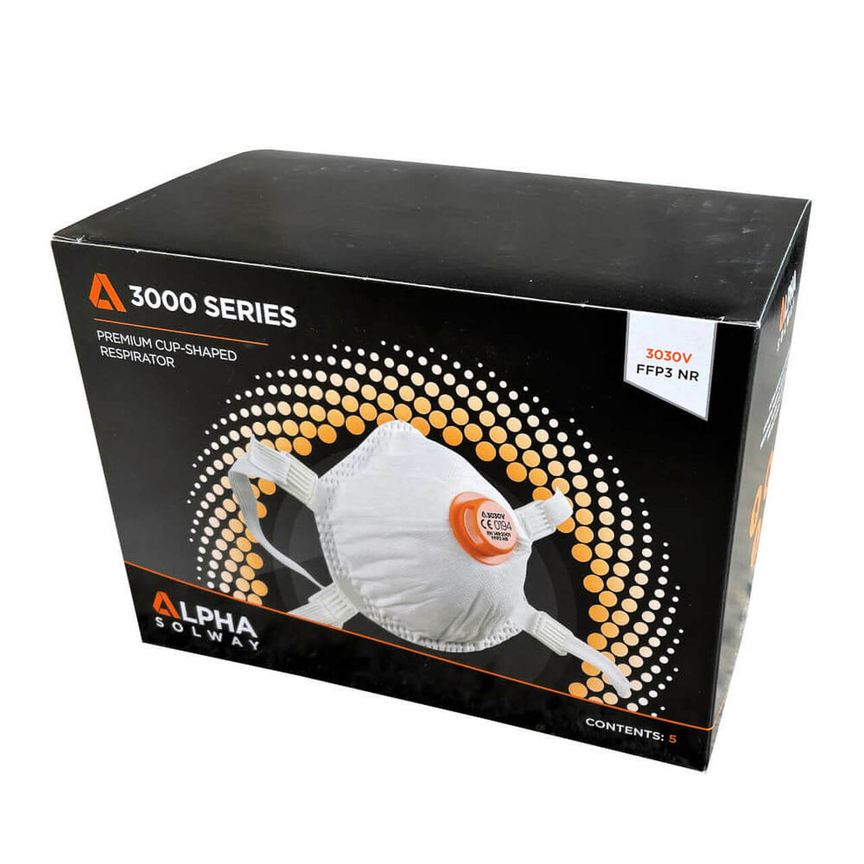 Alpha Solway 3030V - Valved FFP3 Face Mask Respirator - Box of 5