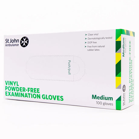 St John Ambulance Vinyl Powder-Free Gloves - Box of 100