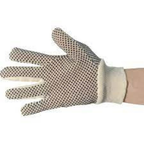 Sitesafe General Handling Gloves, Black/White, PVC Coating, Cotton Liner, Size 8