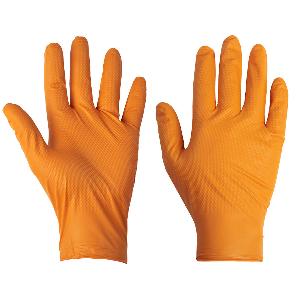 Orange Diamond Grip Powder Free Nitrile Gloves - Case of 1000 (10 Boxes of 100)