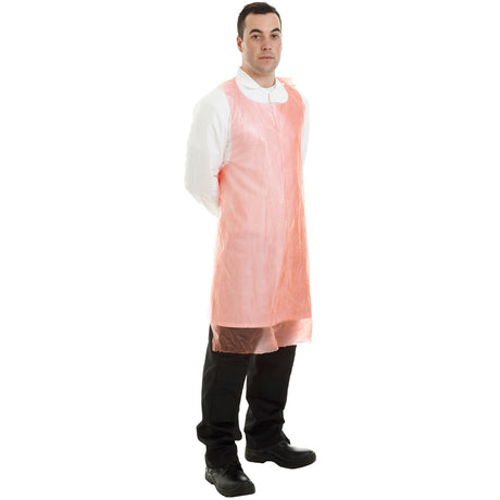Polyethylene Apron Red  20u Disposable - Case of 1000 (10 Boxes of 100)
