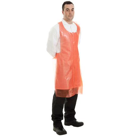 Polyethylene Apron Red Disposable 50u - Case of 500 ((5 Boxes of 100)