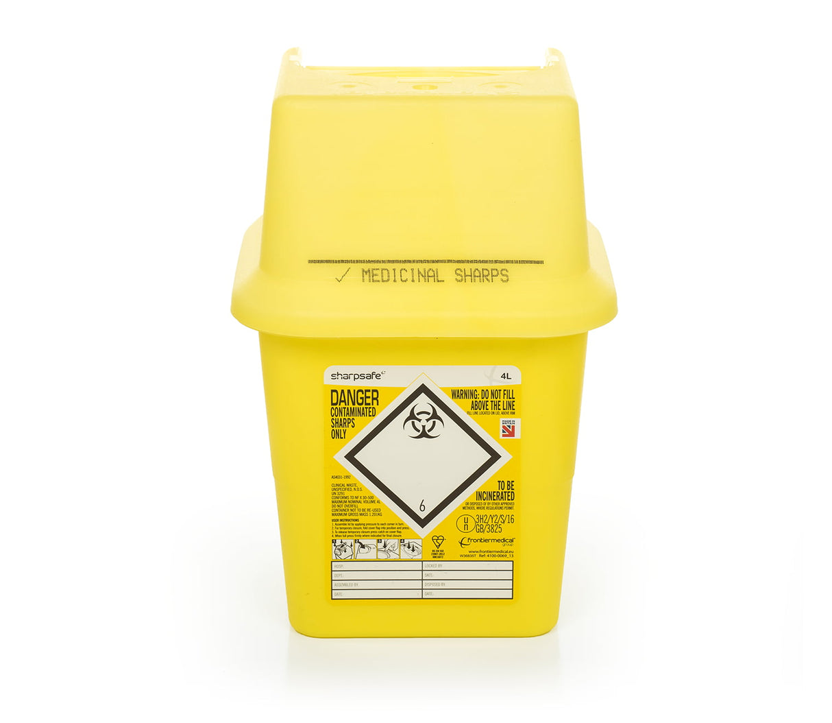 Vernacare Sharpsafe Yellow Sharps Bin  4 Litre