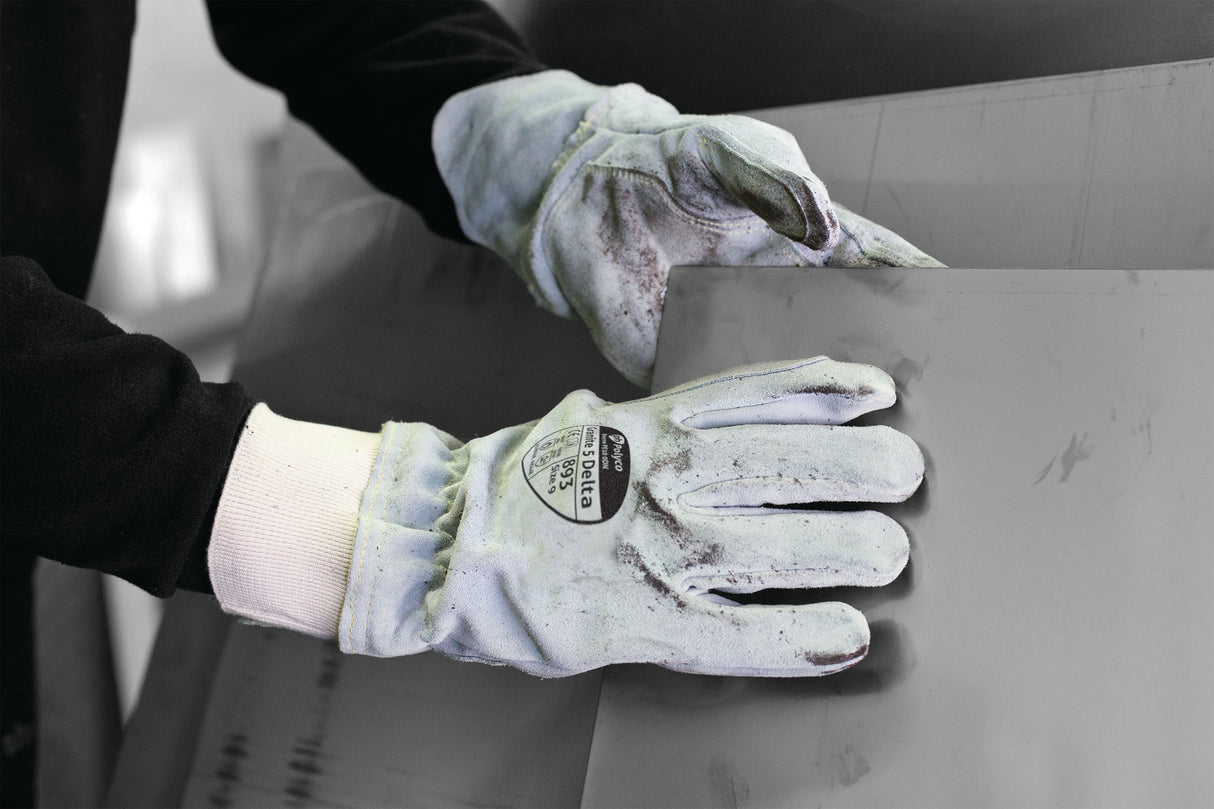 POLYCO GRANITE 5 DELTA HEAVY DUTY LEATHER GLOVES 893