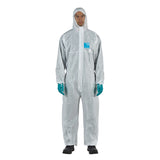 Ansell Alphatec 1500 Plus Model 111 White Protective Coverall with Hood - Type 5/6
