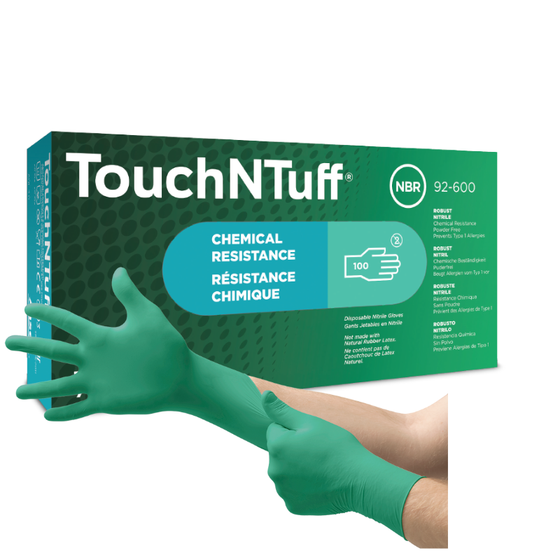 Ansell TouchNTuff 92-600 Green Nitrile Gloves - Box of 100