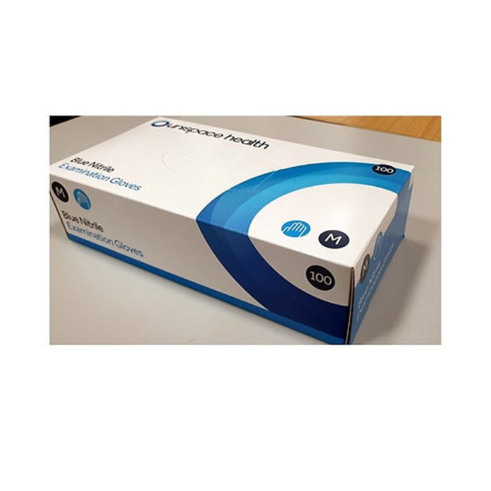 Unispace Blue Nitrile Examination Gloves - Pack  of 100
