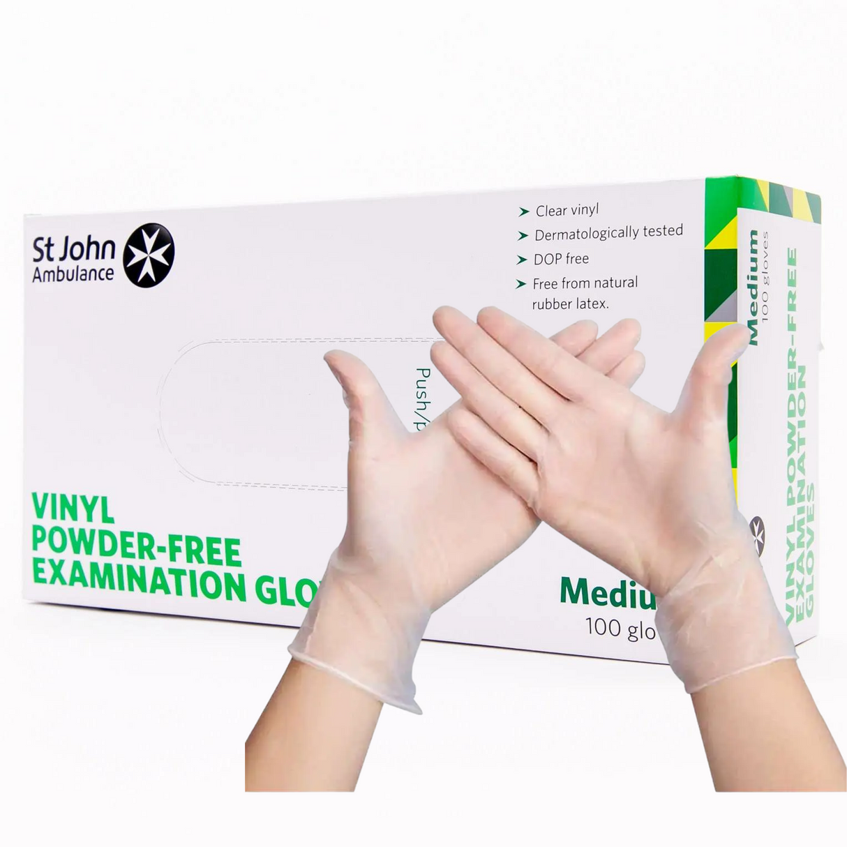 St John Ambulance Vinyl Powder-Free Gloves - Box of 100