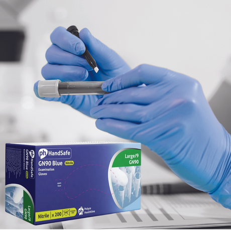 Polyco Healthline GN90 Blue Nitrile Powder Free Examination Gloves - Box of 200