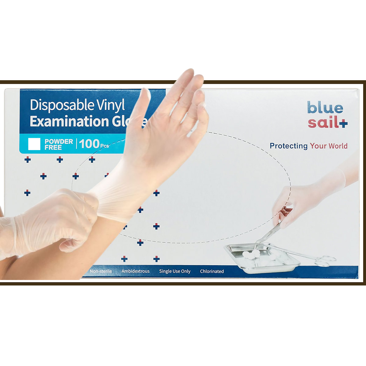 Bluesail Clear Vinyl Examination Gloves - Box of 100