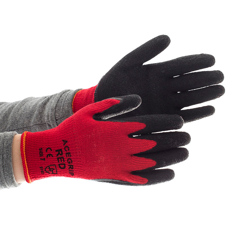 AceGrip Red General Purpose Latex Coated Gloves - Pack of 2 - Size 11