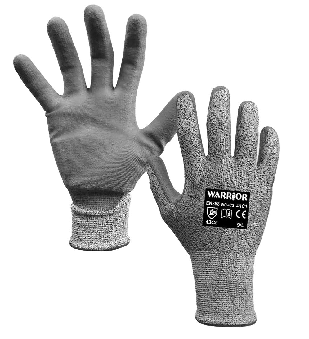 Warrior Anti Cut Level 3 PU Palm Coated Gloves Size XL / 10