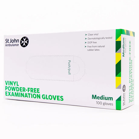 St John Ambulance Vinyl Powder-Free Gloves - Box of 100