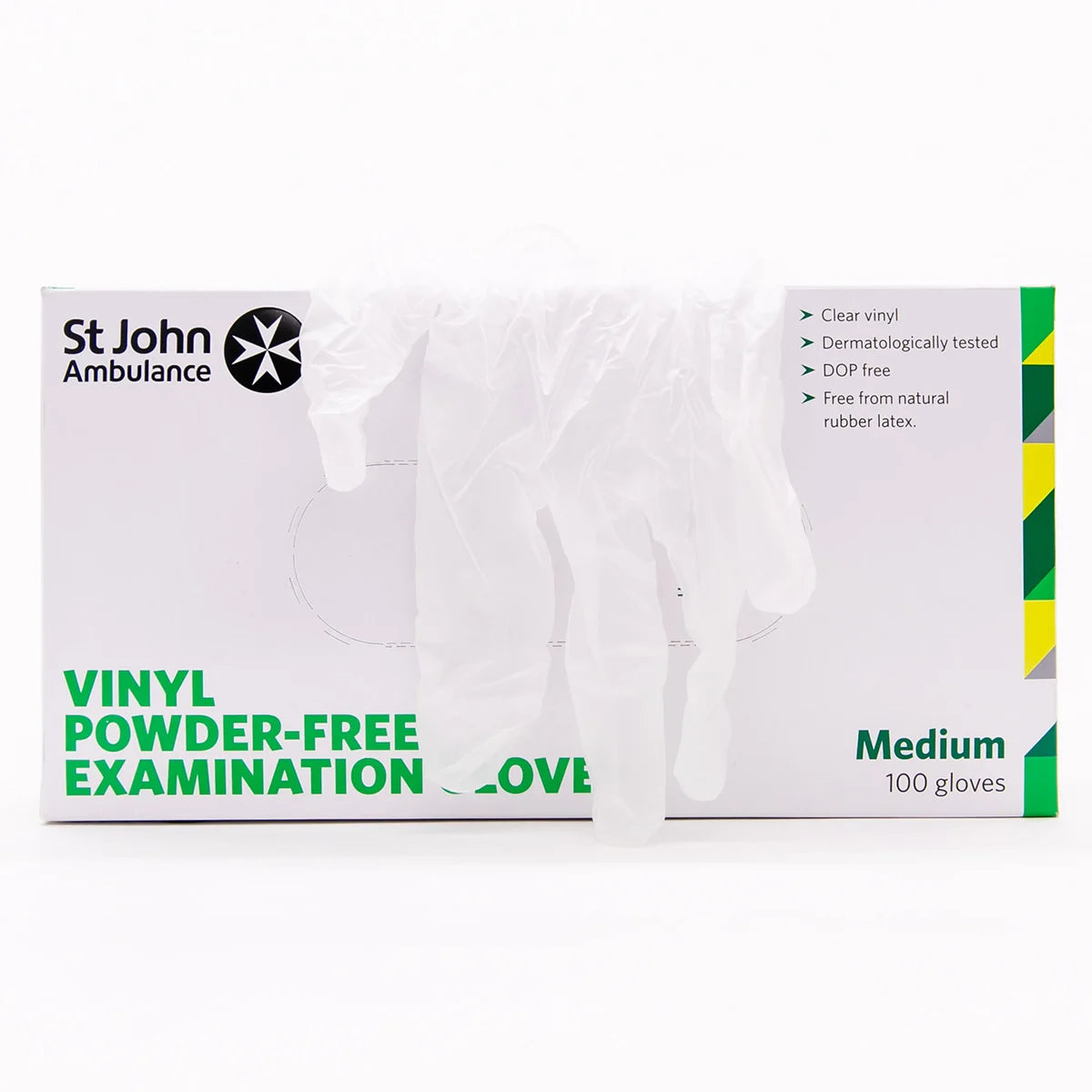 St John Ambulance Vinyl Powder-Free Gloves - Box of 100