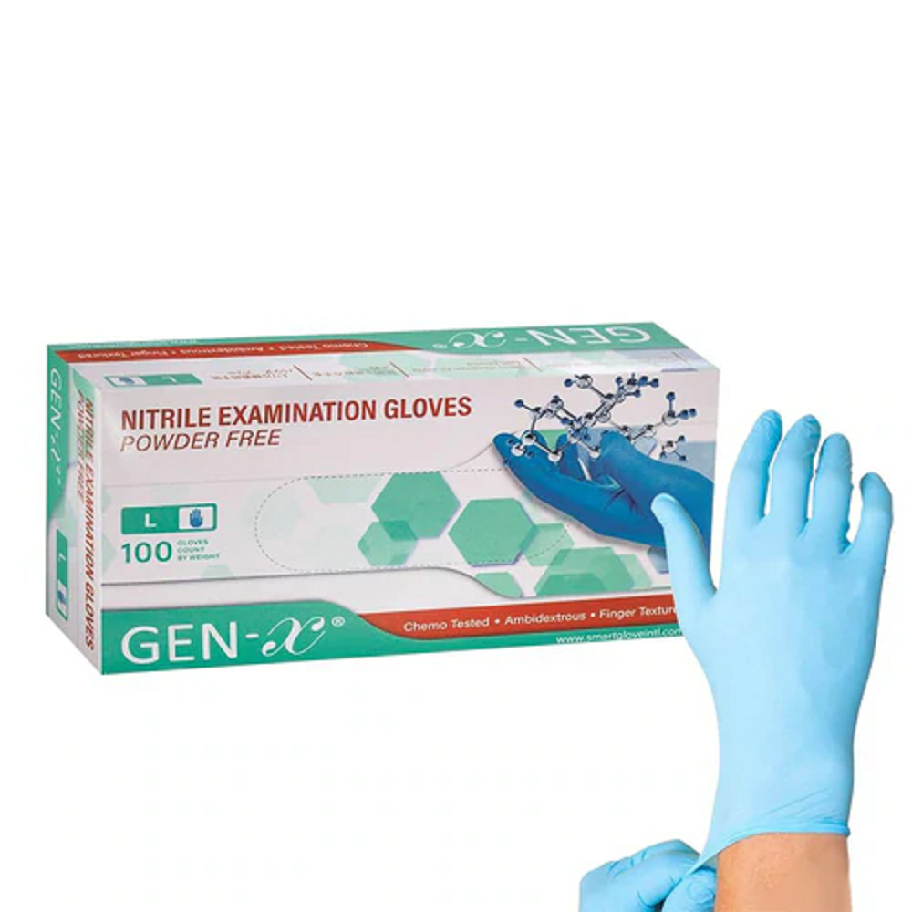 Gen-X® Blue Powder-Free 3ml Nitrile Gloves - Box of 100