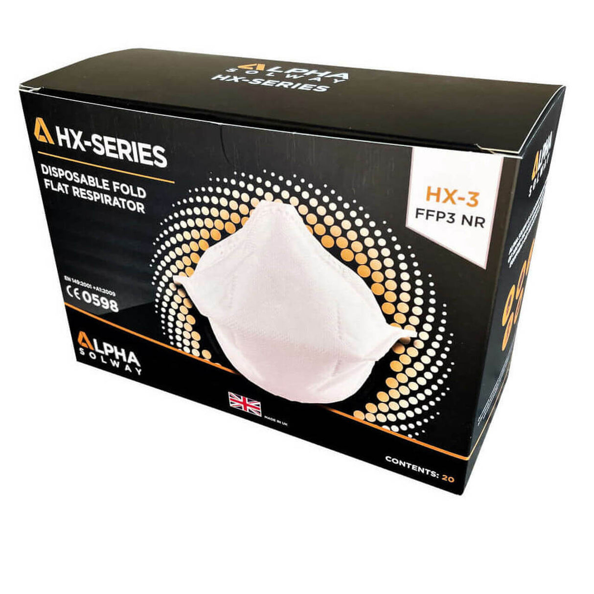 Alpha Solway HX-3 FFP3 NR Disposable Mask - Box of 20 - Expiry 2026